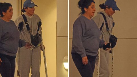 sandra-bullock-hobbles-on-crutches,-going-to-physical-therapy