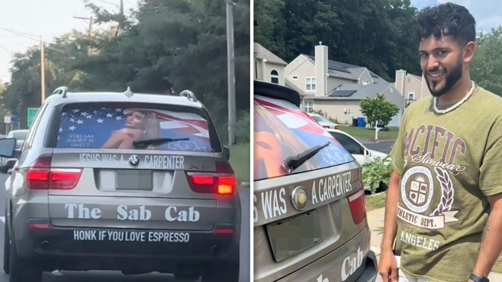 sabrina-carpenter-superfan-drives-‘sab-cab,’-huge-picture-of-singer-on-back-window